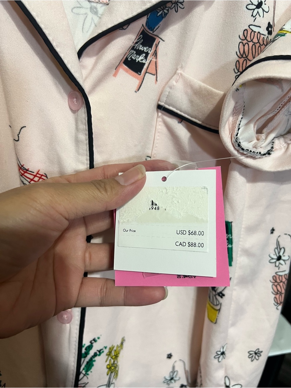 NWT Kate Spade Women's Pink Short Pajama Set with Garden Print - Picture 6 of 8